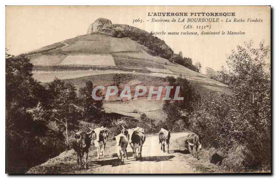 CPA La Bourboule L Auvergne Pittoresque Le roche Vendeix Vaches Ane Donkey 