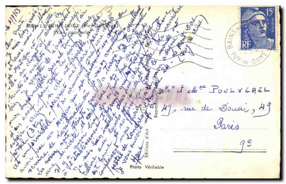CPSM Le Mont Dore Vue generale — Verso