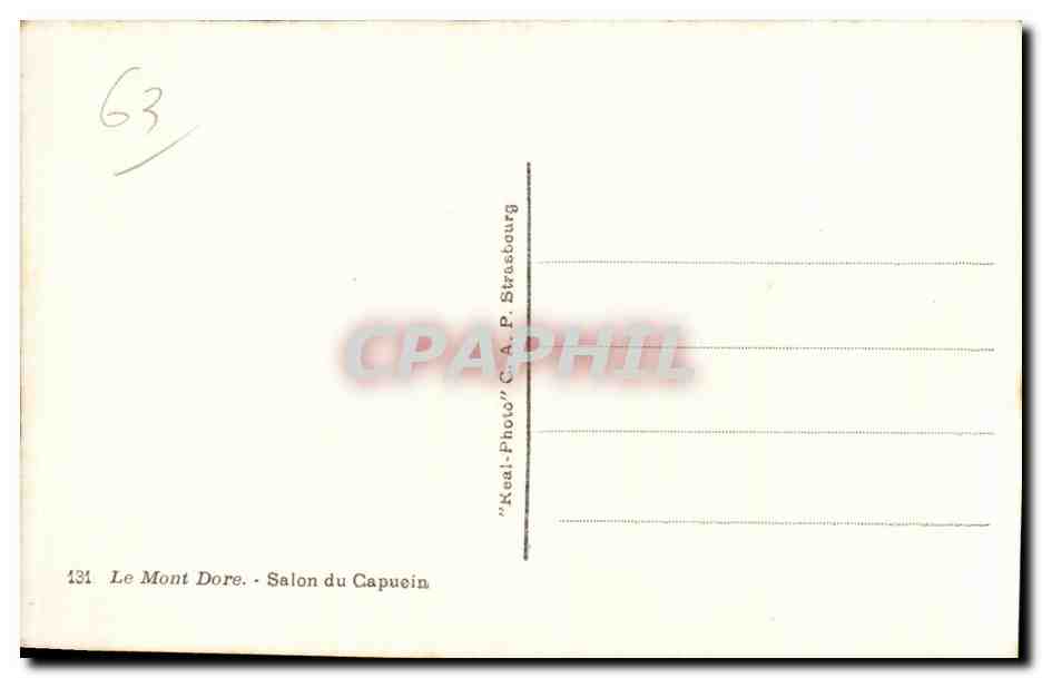 CPSM Le Mont Dore Salon du Capucin  — Verso