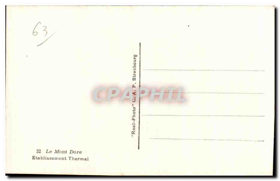 CPSM Le Mont Dore Etablissement thermal — Verso