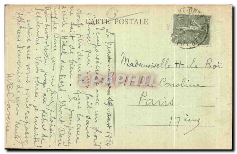 CPA Le Mont Dore Vue generale et vallee du Sancy — Verso