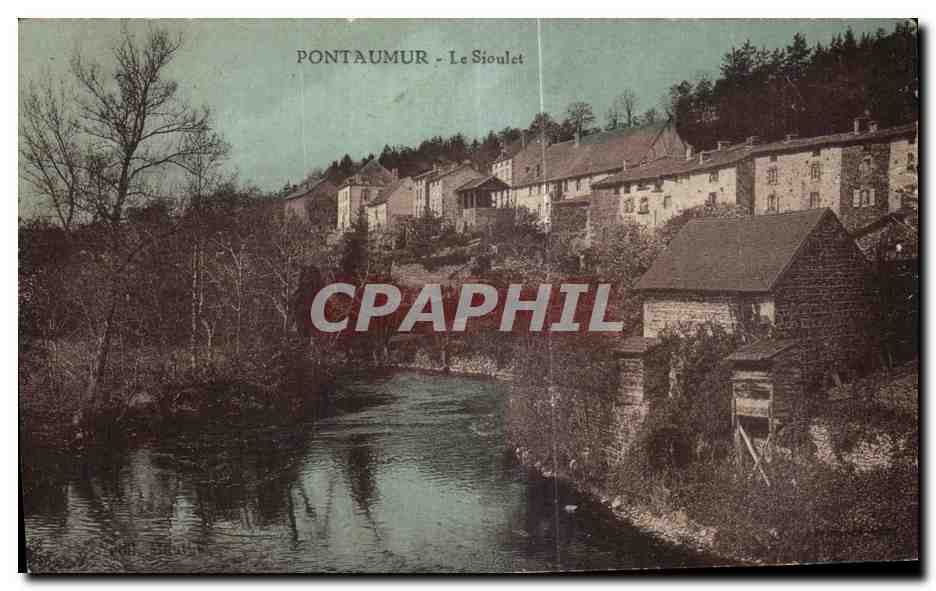 PONTAUMUR - Le Sioulet — vue du village et de la rivière