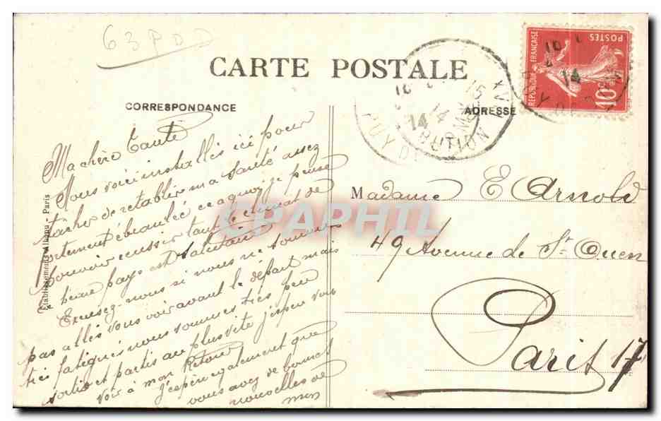 Royat - Le Village domine par son Eglise - CPA — Rückseite