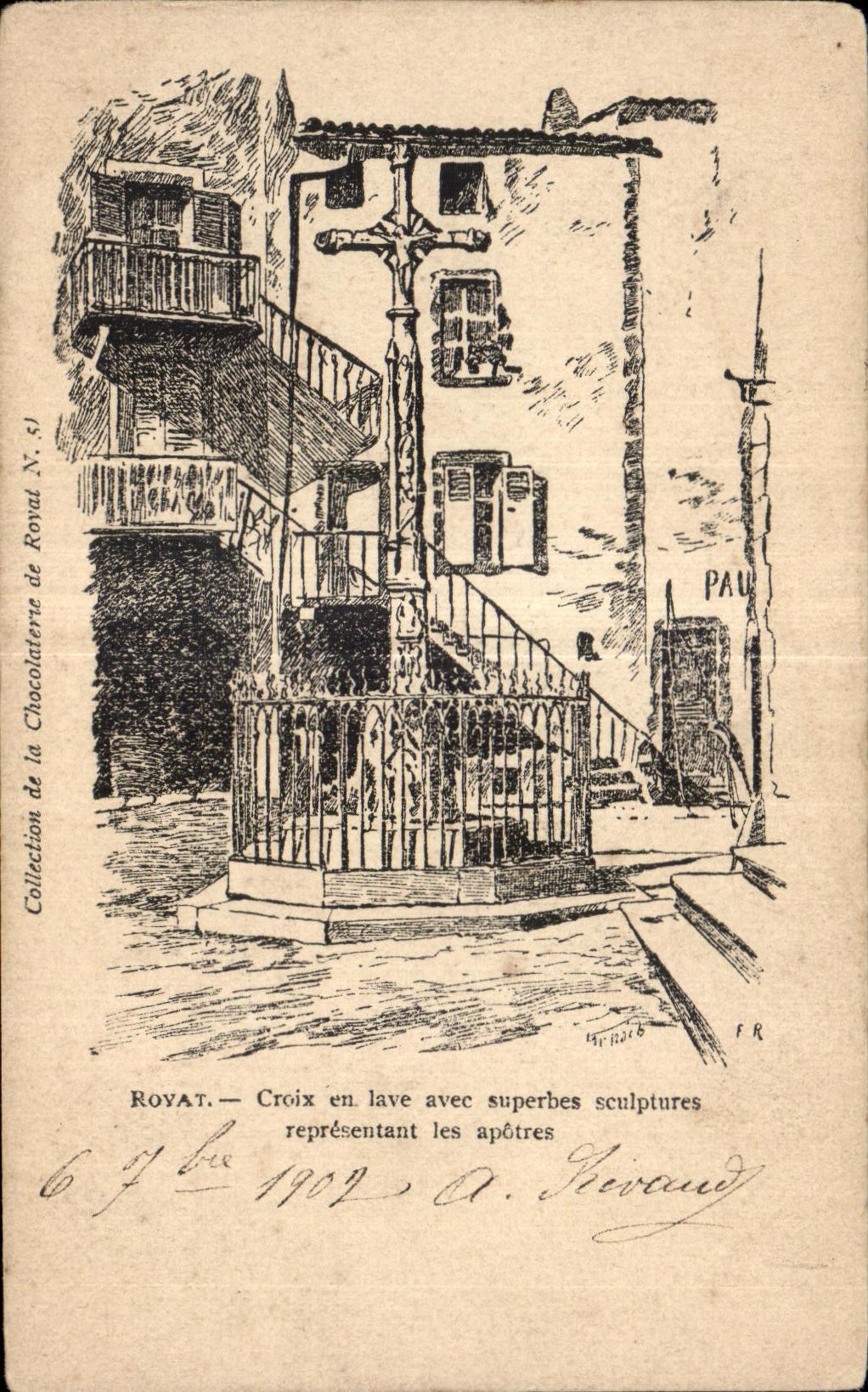 Royat les Bains - Croix en lave de Volvic - CPA 