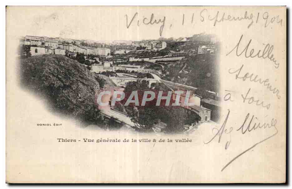Thiers - Vue générale de la ville & de la vallée — Doniol Édit