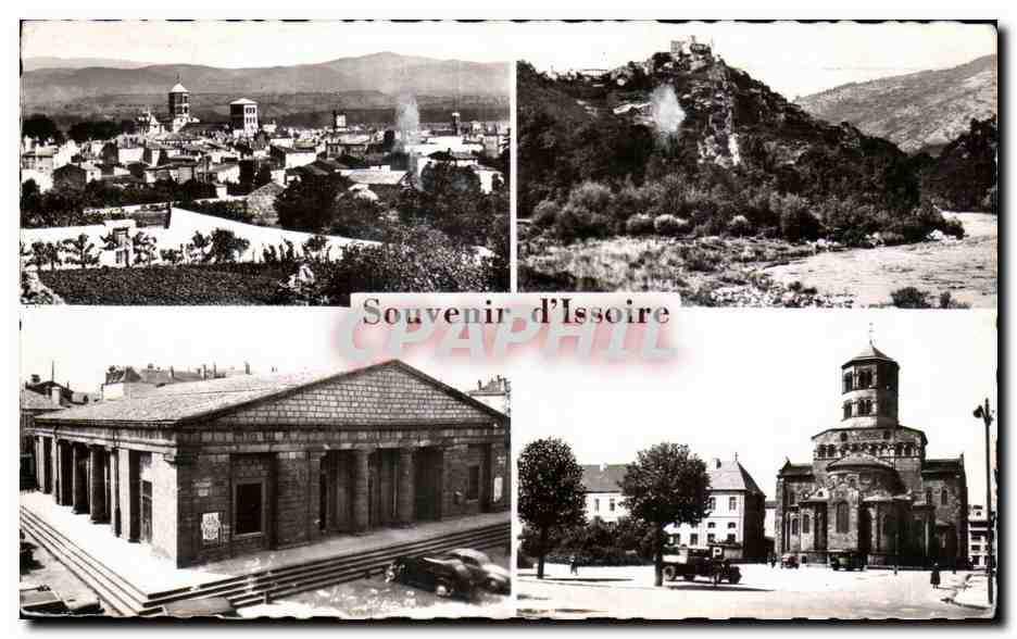 Issoire — Panoramablick, Schloss, Bahnhof und Kirche — Souvenir d'Issoire