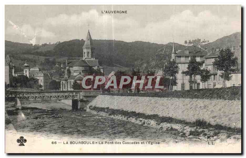 CPA La Bourboule Le Pont des Cascades et I Eglise