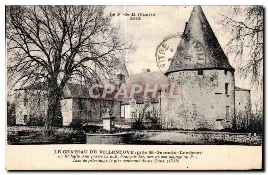 Le Château de Villeneuve (près St-Germain-Lembron) — éditeur Le P.-de-D. illustré, n° 3648