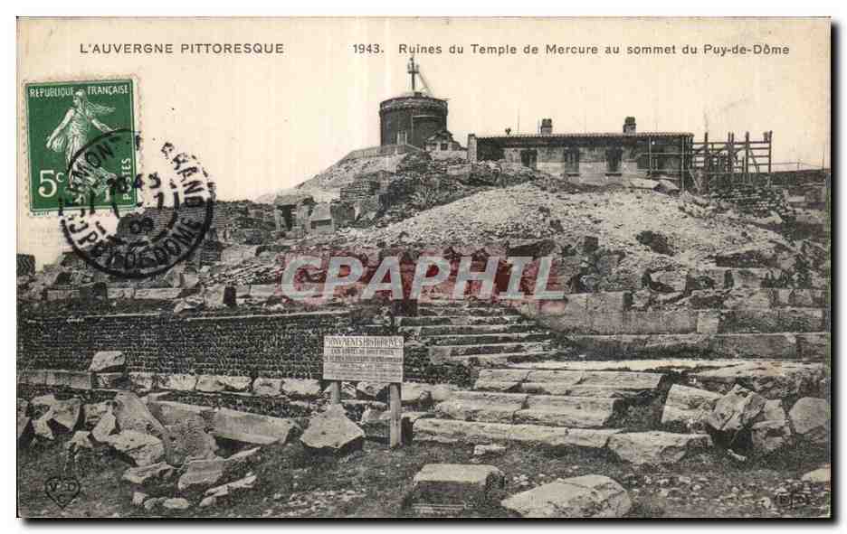 Ruines du Temple de Mercure au sommet du Puy-de-Dôme — L'Auvergne Pittoresque — édit. 1943