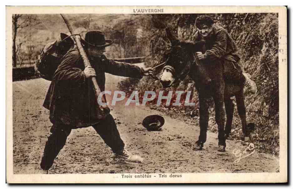 CPA L Auvergne Trois entetes - Tris dorus Ane Donkey 