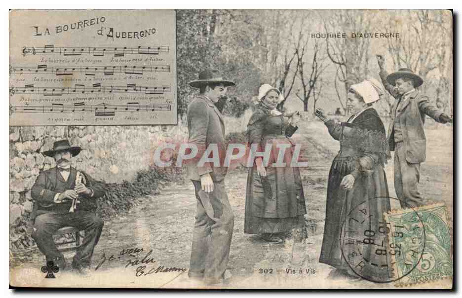 Bourrée d'Auvergne — scène de village — éditeur Via à Vis, n° 302