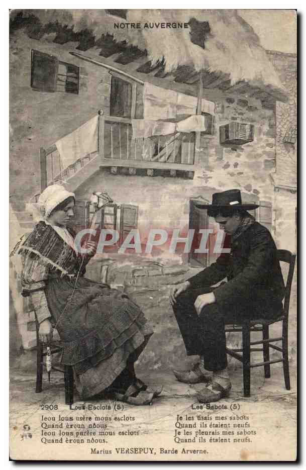 Notre Auvergne — Scène de vie avec couple et texte poétique — Marius VERSEPUY, Barde Arverne, n°2908