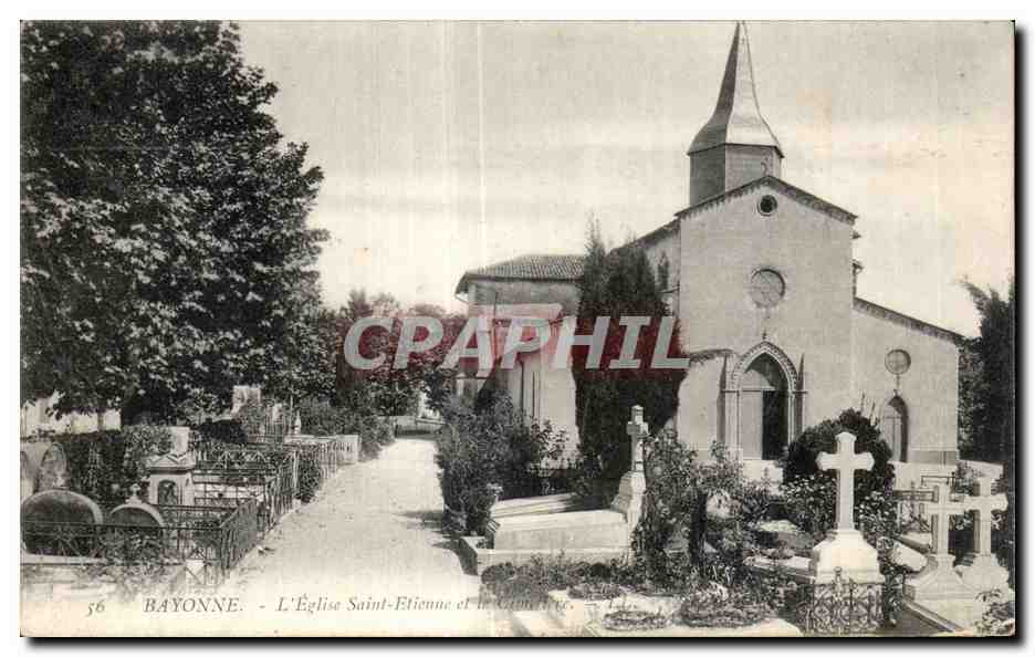 CPA Bayonne L Eglise saint Etienne et le cimetiere