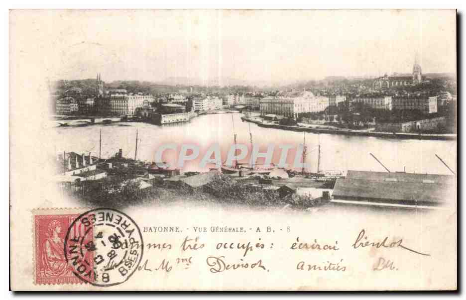 CPA Bayonne Vue Generale Bateau