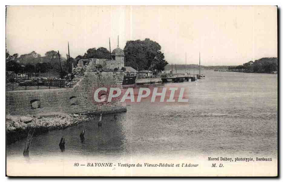 Bayonne — Vestiges du Vieux-Réduit et l'Adour — Marcel Delboy, phototypie, Bordeaux