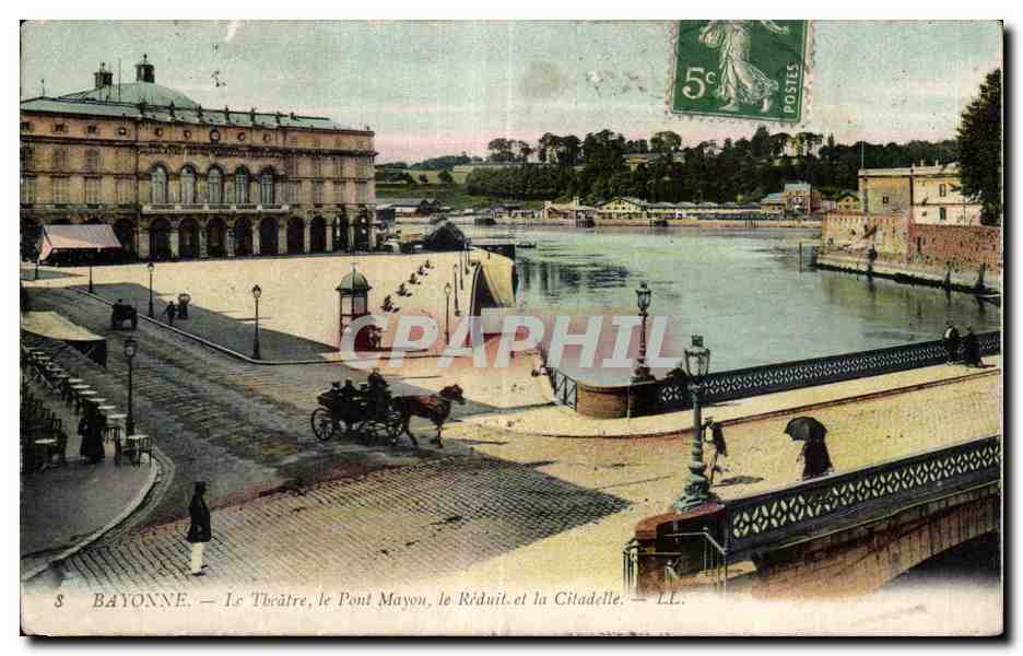 CPA Bayonne Le Theatre le pont mayou le Reduit et la Citadelle