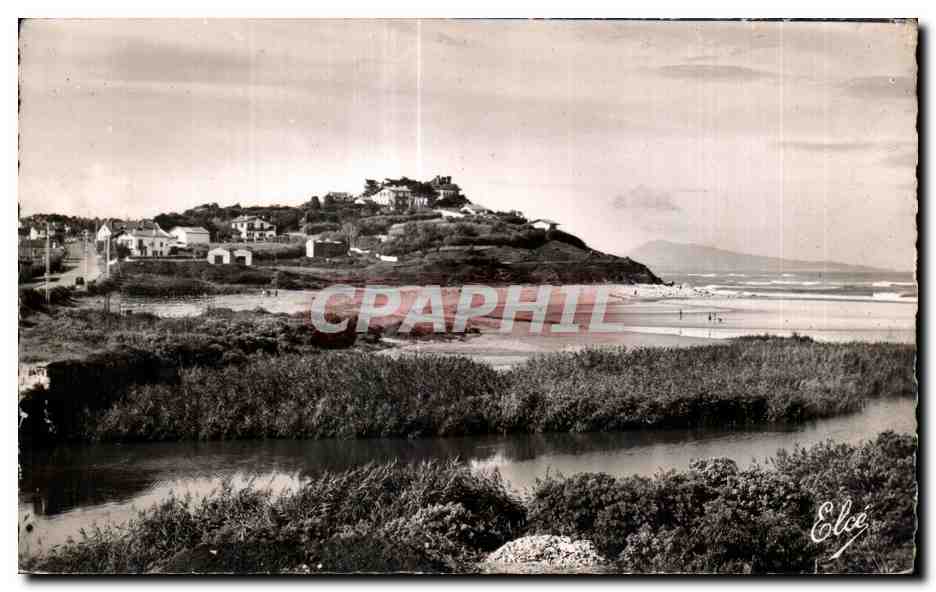 CPA Bidart (Basses-pyrenees) La plage et la Route d Espagne Au fond les Monts Espagnols