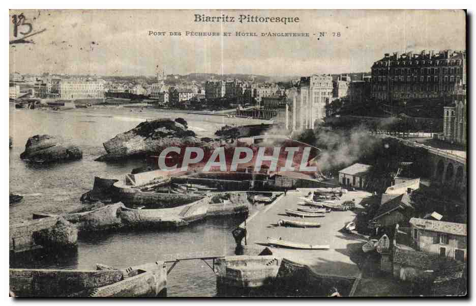 CPA Biarritz Pittoresque Port des pecheurs et hotel 