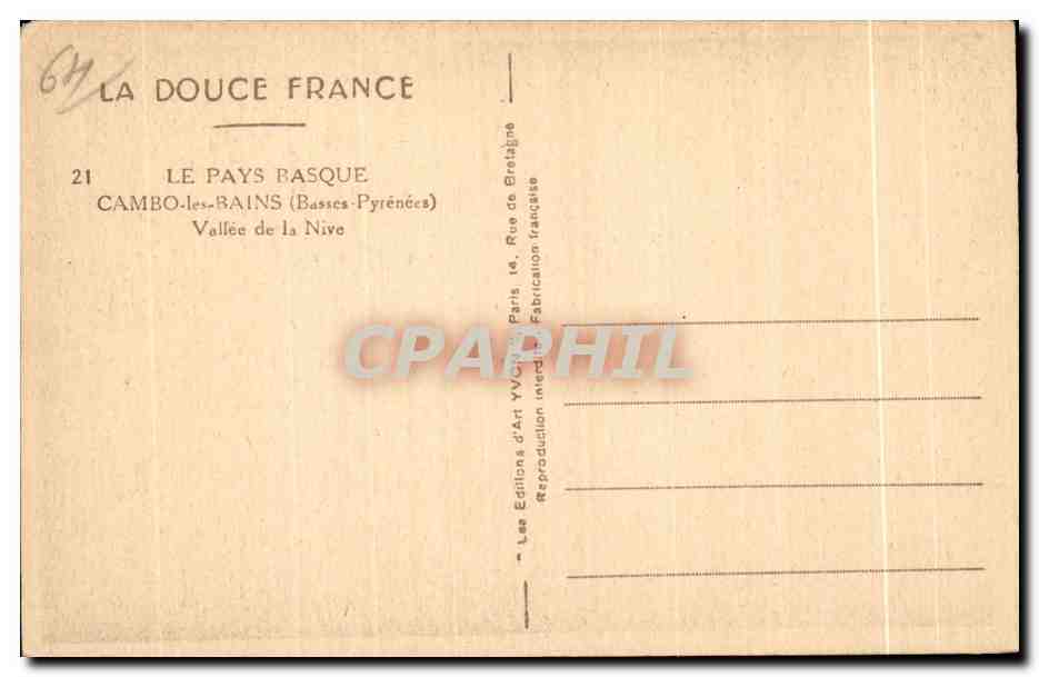 CPA Le Pays Basque Cambo les Bains (Basses Pyrenees) Vallee de la Nive — Rückseite