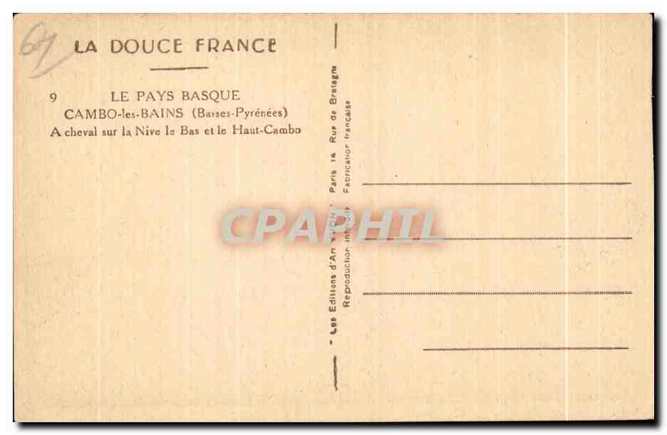CPA Le Pays Basque Cambo les Bains (Basses Pyrenees) A cheval sur la Nive le Bas et le Haut Cambo — Back