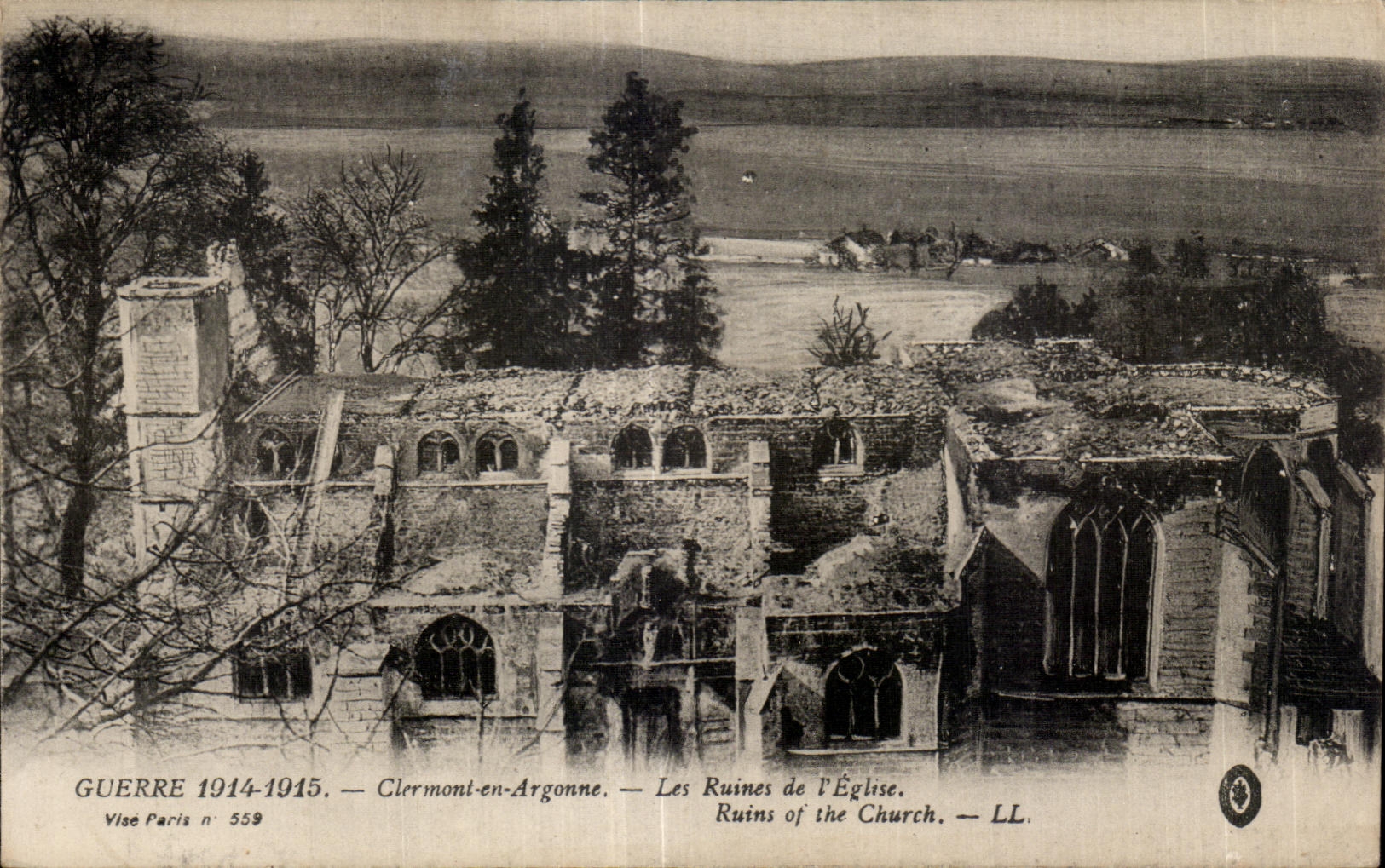 CPA Guerre Clermont en Argonne Les Ruines de I Eglise Ruins of the Church LL