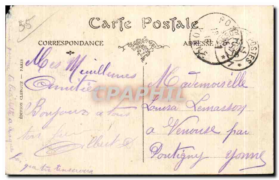 CPA Guerre Clermont en Argonne Rue Gambetta (Pree Pusee de la Republique) — Rückseite