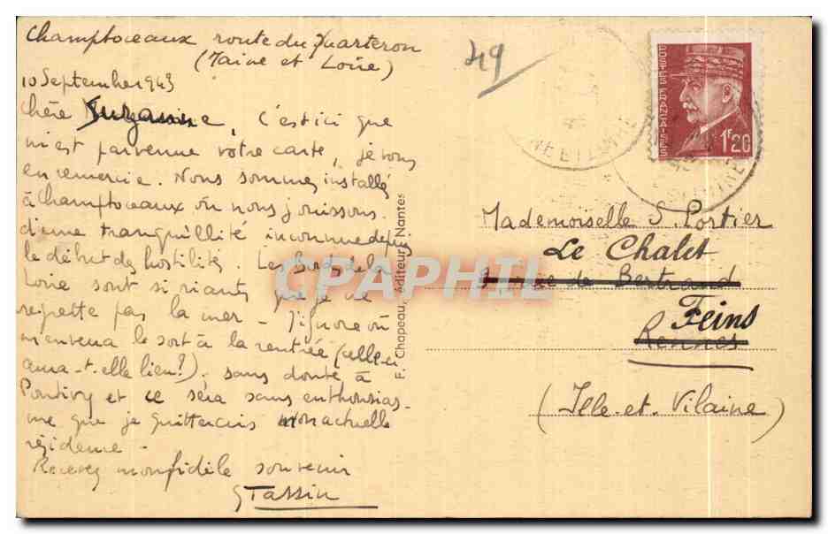 CPA Champtoceaux (m et L) et Oudon (Loire Inf) La Loire et le Pont — Back