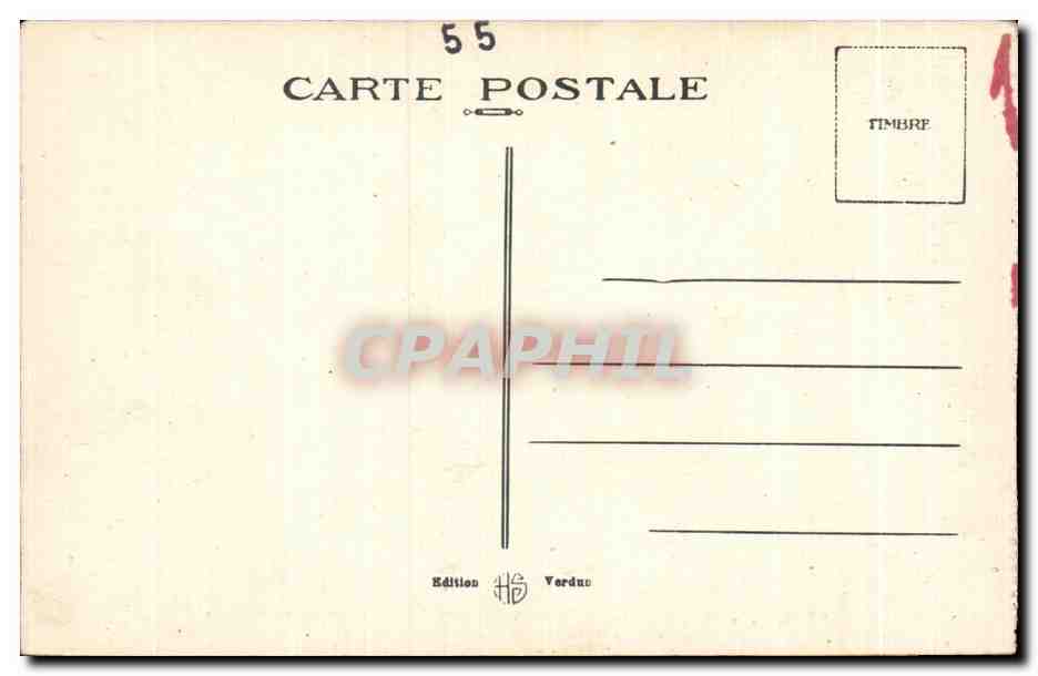 CPA Cimetiere Militaire du Faubourg Pave le plus important de la region Au centre la tombe des Sept Soldats Verdun — Rückseite