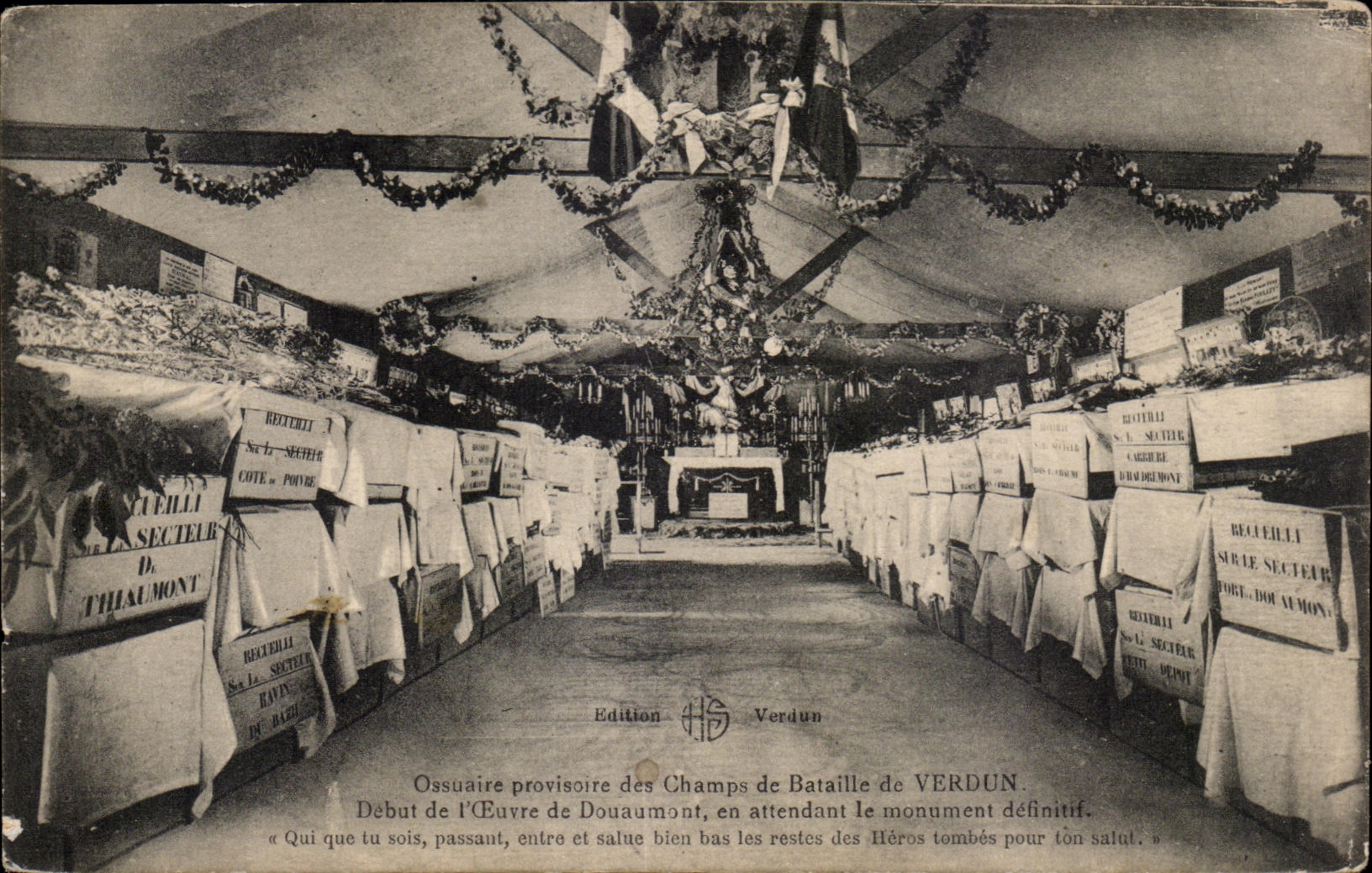 Ossuaire provisoire des Champs de Bataille de Verdun — Début de l'Œuvre de Douaumont, en attendant le monument définitif — Édition HS Verdun
