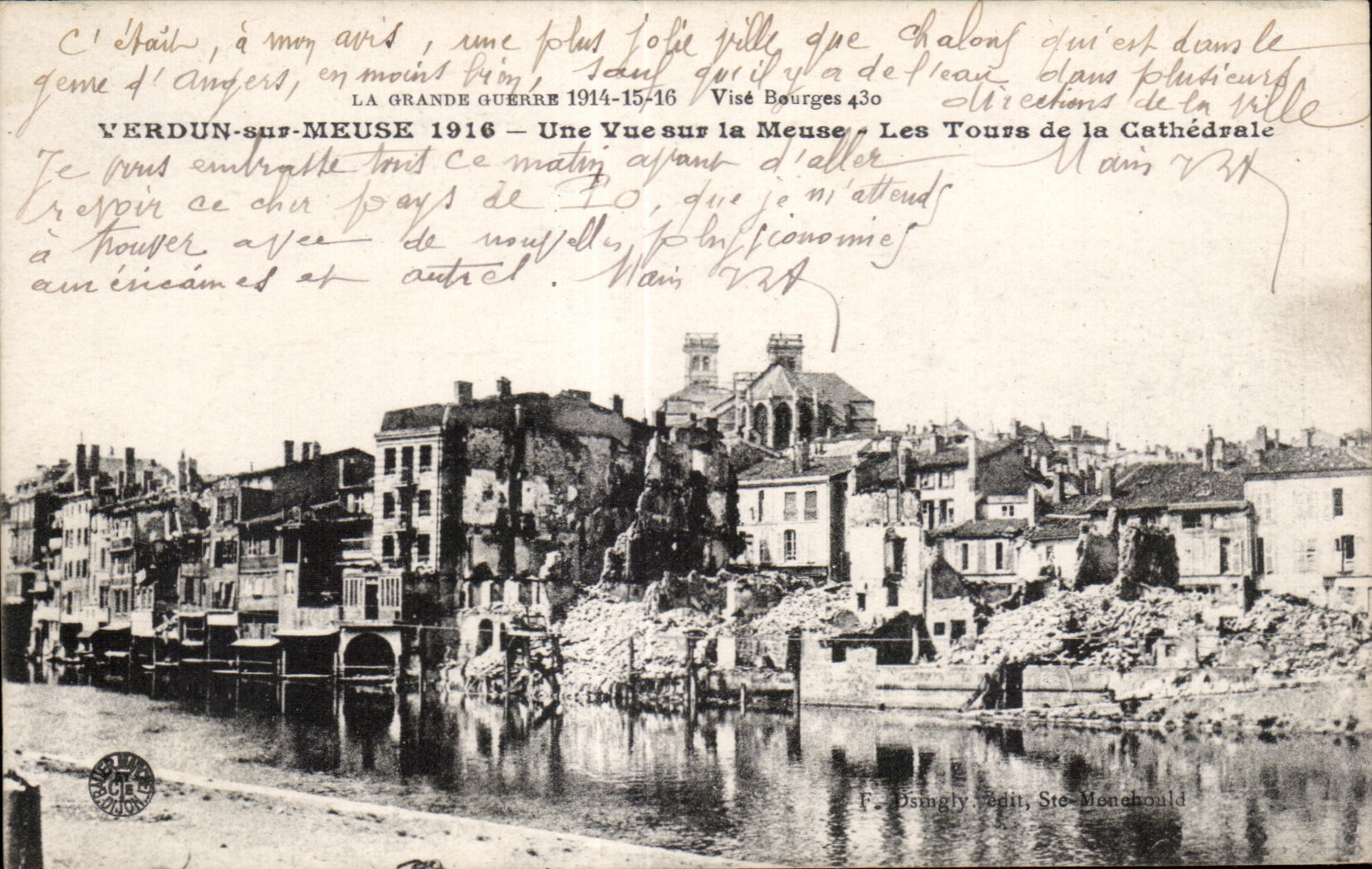 Verdun-sur-Meuse — Vue sur la Meuse et les Tours de la Cathédrale — F. Dsimgly, édit. Ste-Monchoald