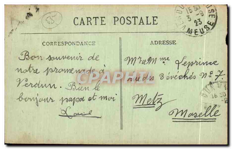 Verdun — Vue générale du Centre des Ruines — Éditeur J. D. Gourdon — Reverso
