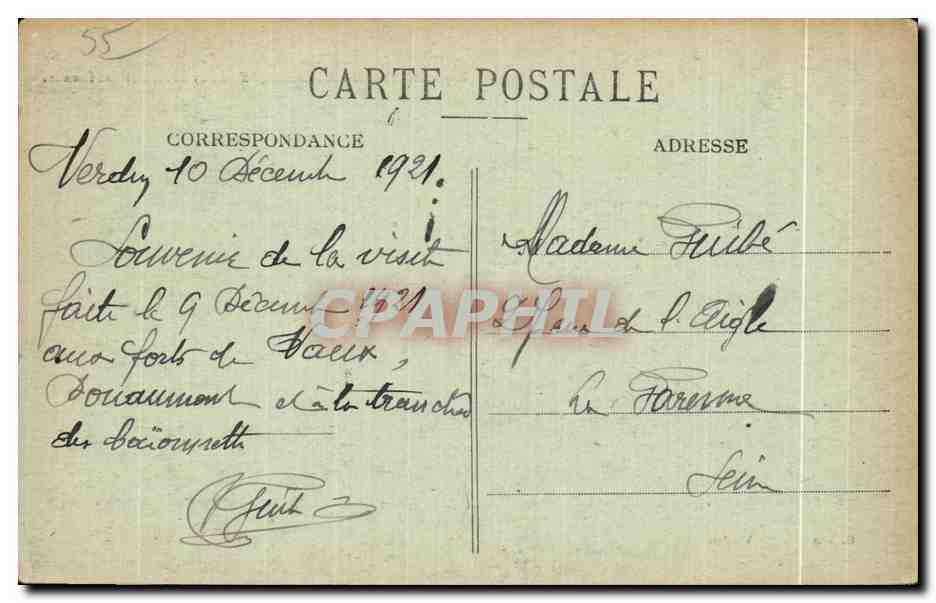 Monument de la Tranchée des Baïonnettes — offert par nos Amis d'Amérique — Édition HS Verdun — Verso
