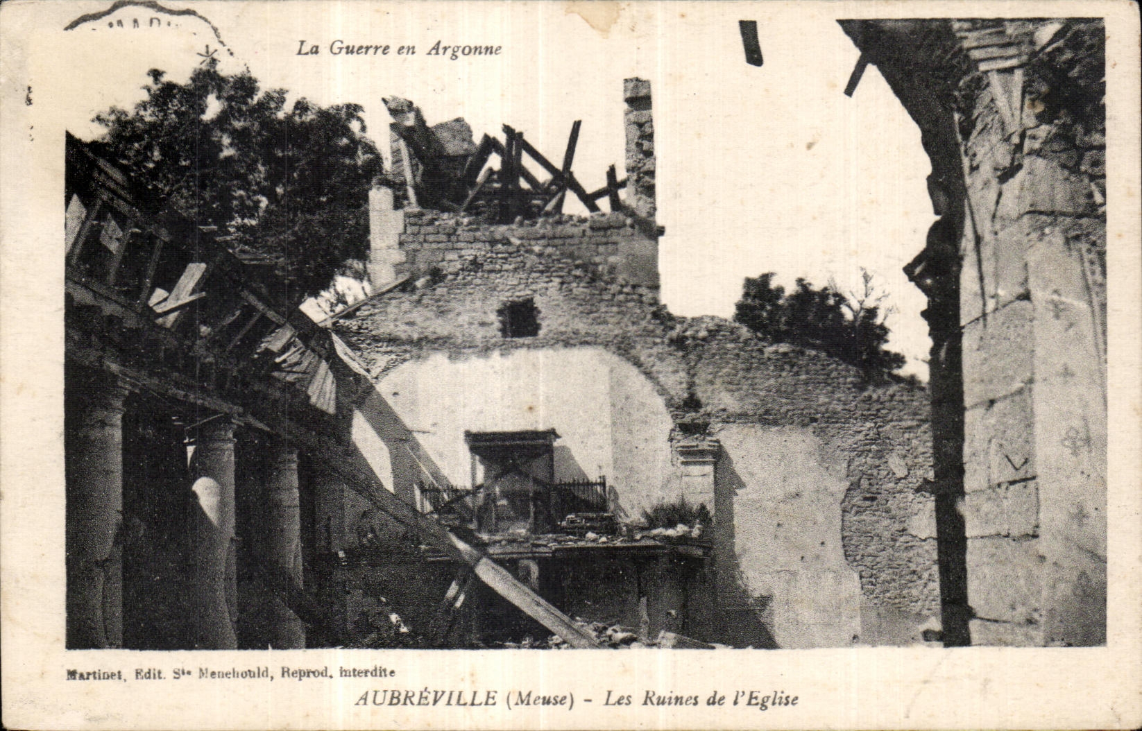 Aubrèville (Meuse) — Les Ruines de l'Église — Martinet, Edit. S.ª Meuchould, Reprod. interdite