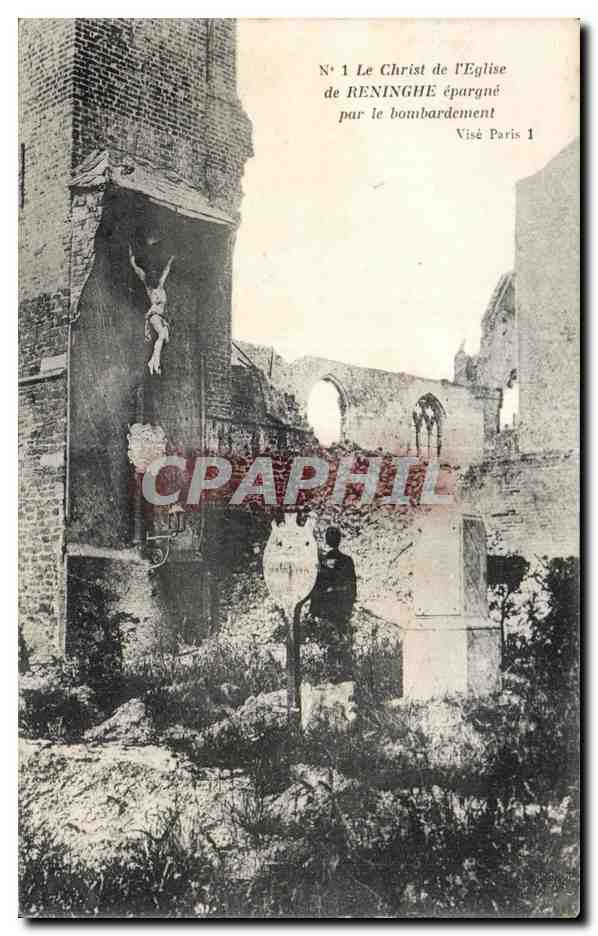 Le Christ de l'Église de Reninghe épargné par le bombardement — Visé Paris 1