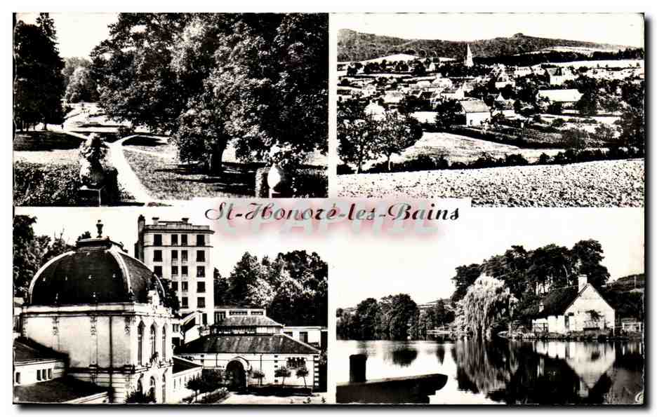 CPA Other Saint Honore Les Bains Le Parc Vue Generale Etablissement Thermal Etang du Seu