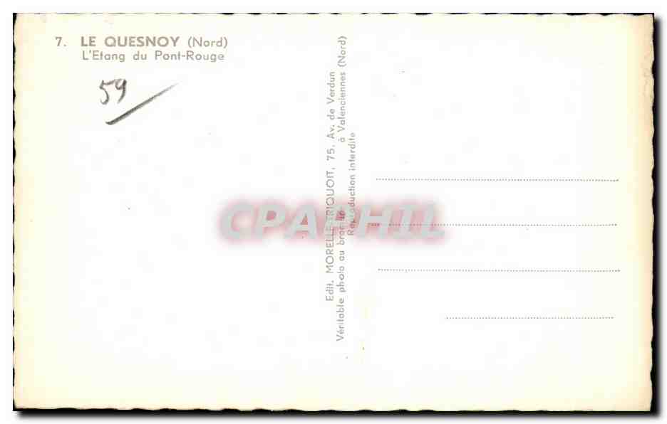Le Quesnoy - L Etang du Pont Rouge - CPA  — Back