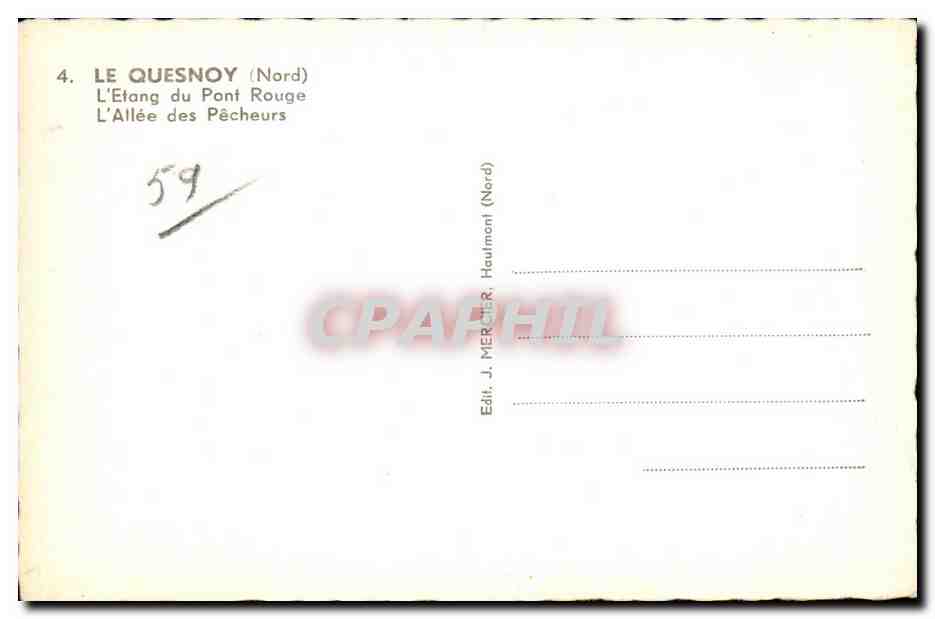 Le Quesnoy - L Etang du Pont Rouge - CPA  — Back