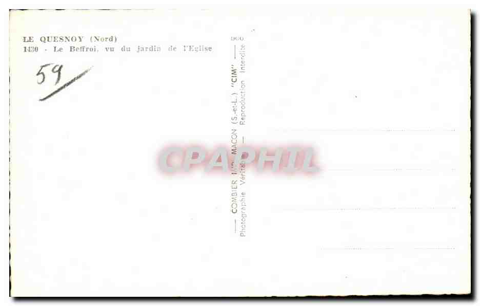 Le Quesnoy - Le Beffroi - Jardin de l Eglise - CPA  — Back