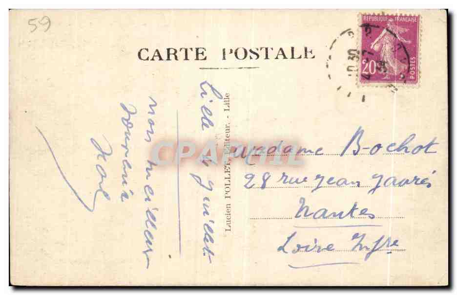 CPA Lille Place Philippe le Bon et les Facultes — Verso