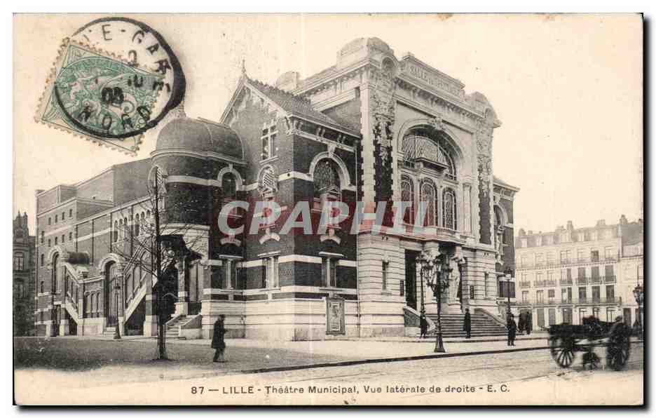 Lille - Théâtre Municipal - Vue latérale de droite - E.C.