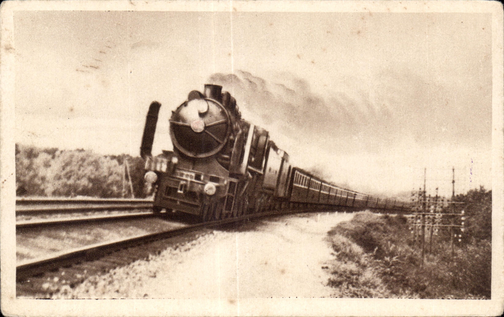 CPA Chemin de fer du Nord Trains rapides Paris Calais sans arret en 3h10