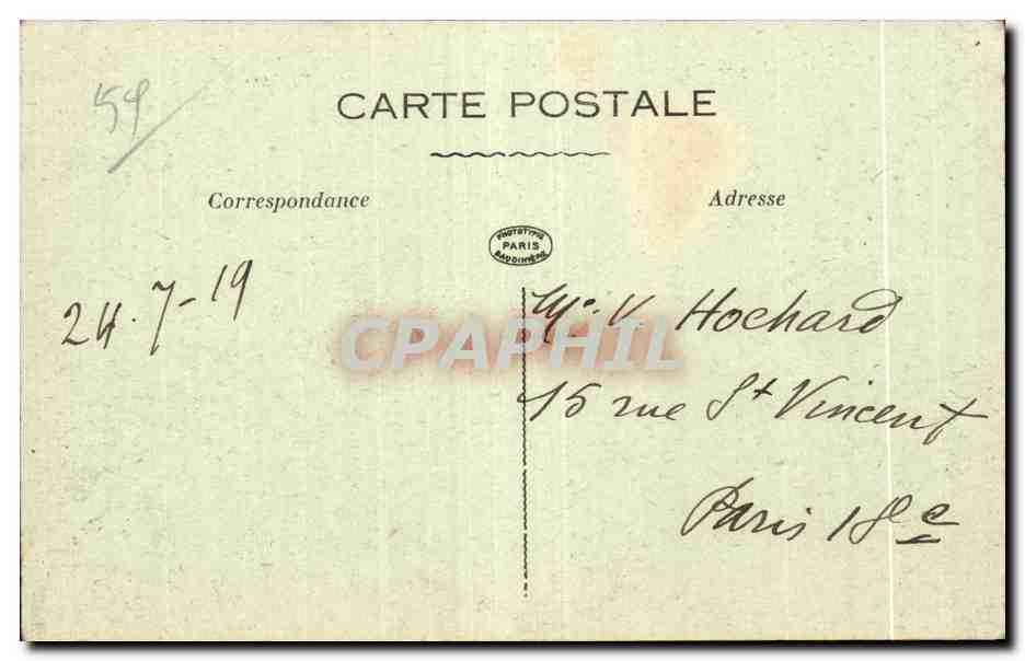 CPA Lille Rue Faidherhe la bourse et le Theatre The Stock Exchange and Theater Militaria  — Rückseite