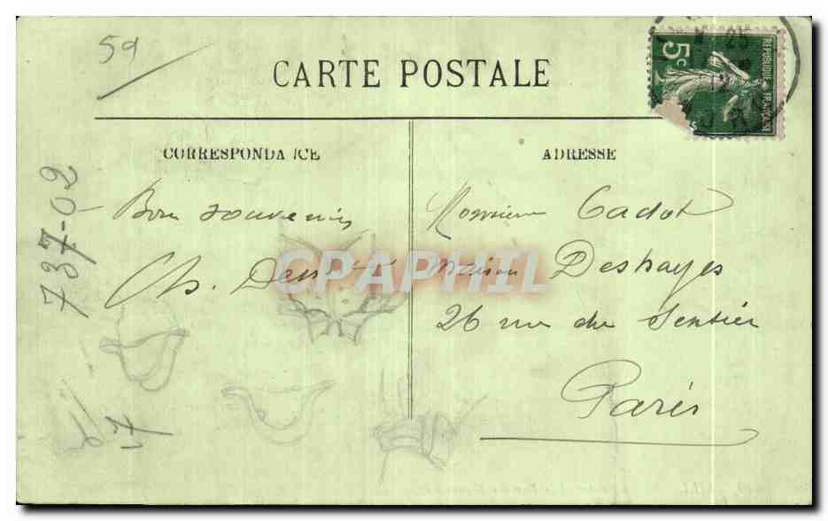 CPA Lille La Bourse et la Rue des Manneliers — Rückseite