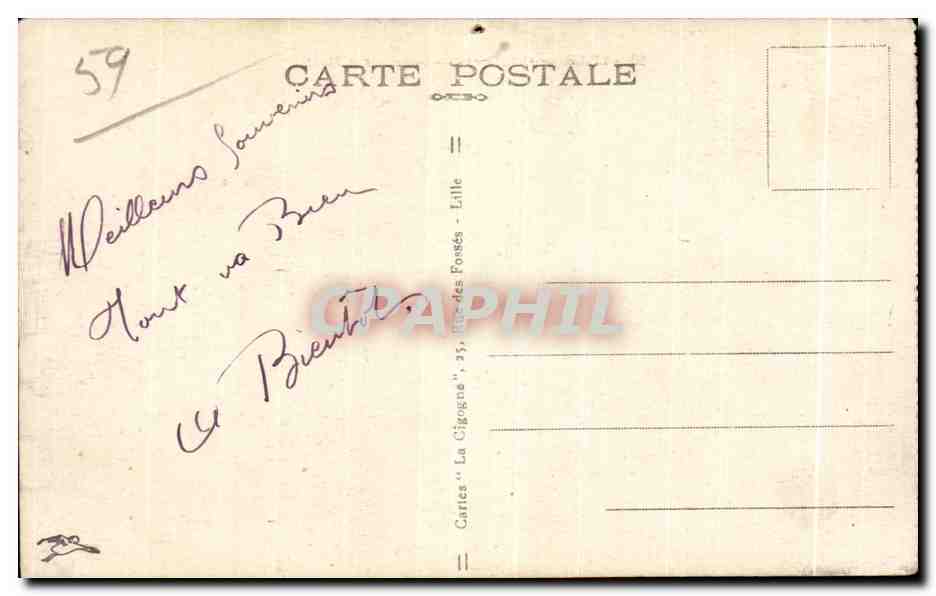 CPA Lille Grand Place Marche aux Fleurs — Verso