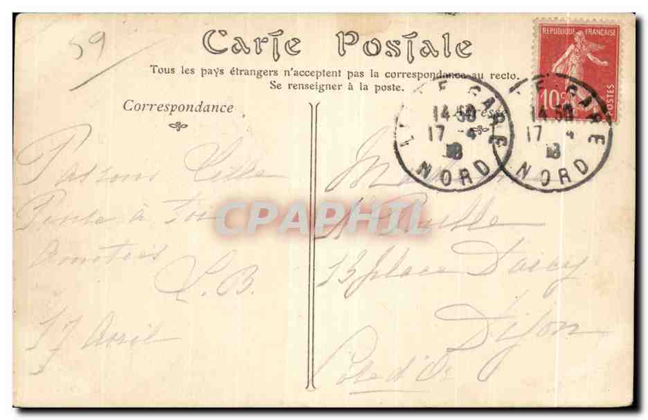 CPA Lille La Prefecture — Verso