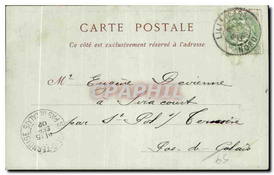 CPA Lille La Gare — Rückseite