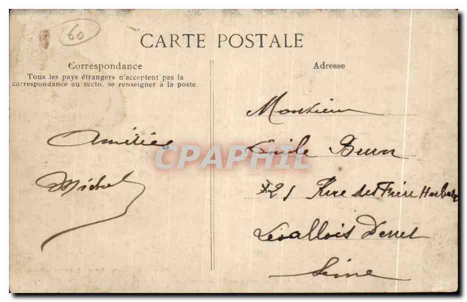 CPA Chantilly Pont des Grands hommes et l lle d Amour — Verso
