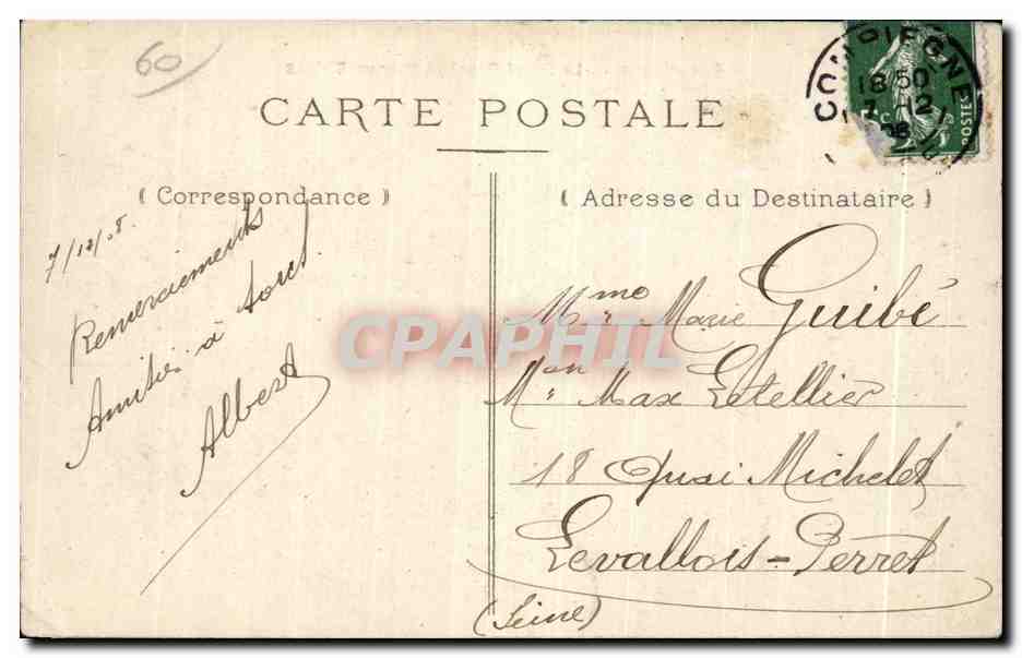 Compiègne — Le Rond Royal et Avenue Thiers — Collection R. F. — Verso