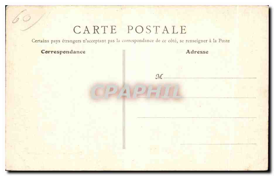 CPA Creil Cour du Chateau Anciens Vestiges du XIV siecle — Rückseite