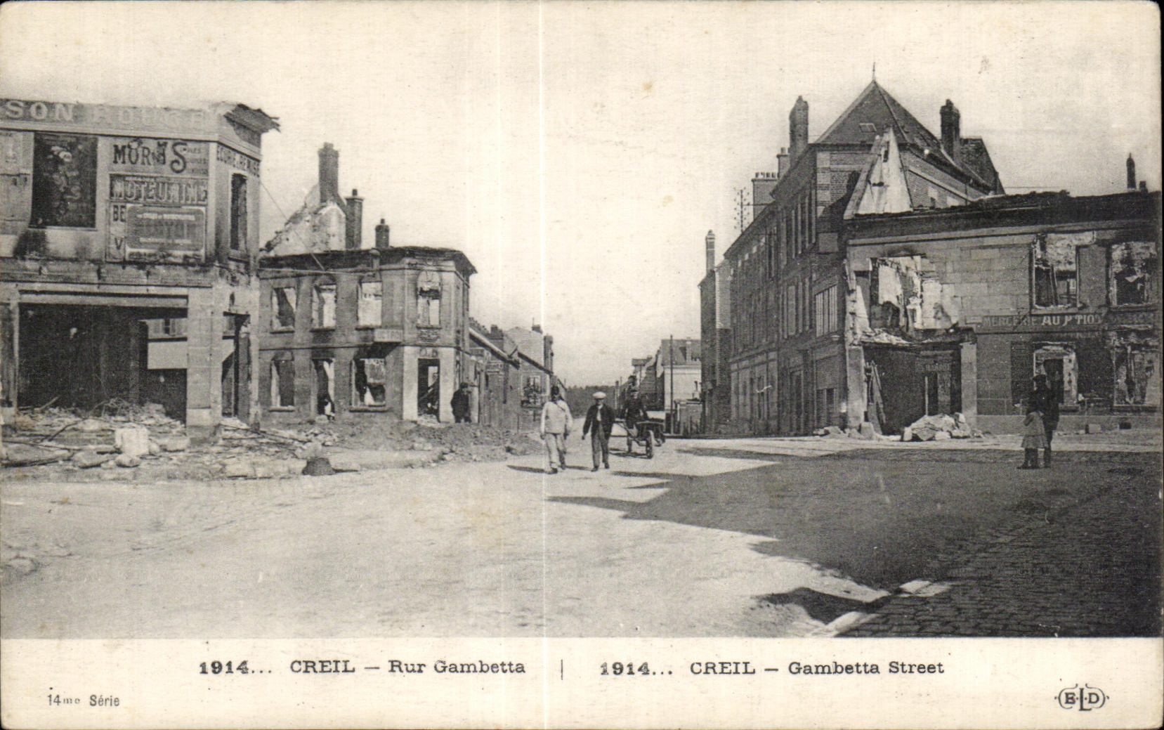 CPA Creil Rur Gambetta Creil Gambetta Street Militaria